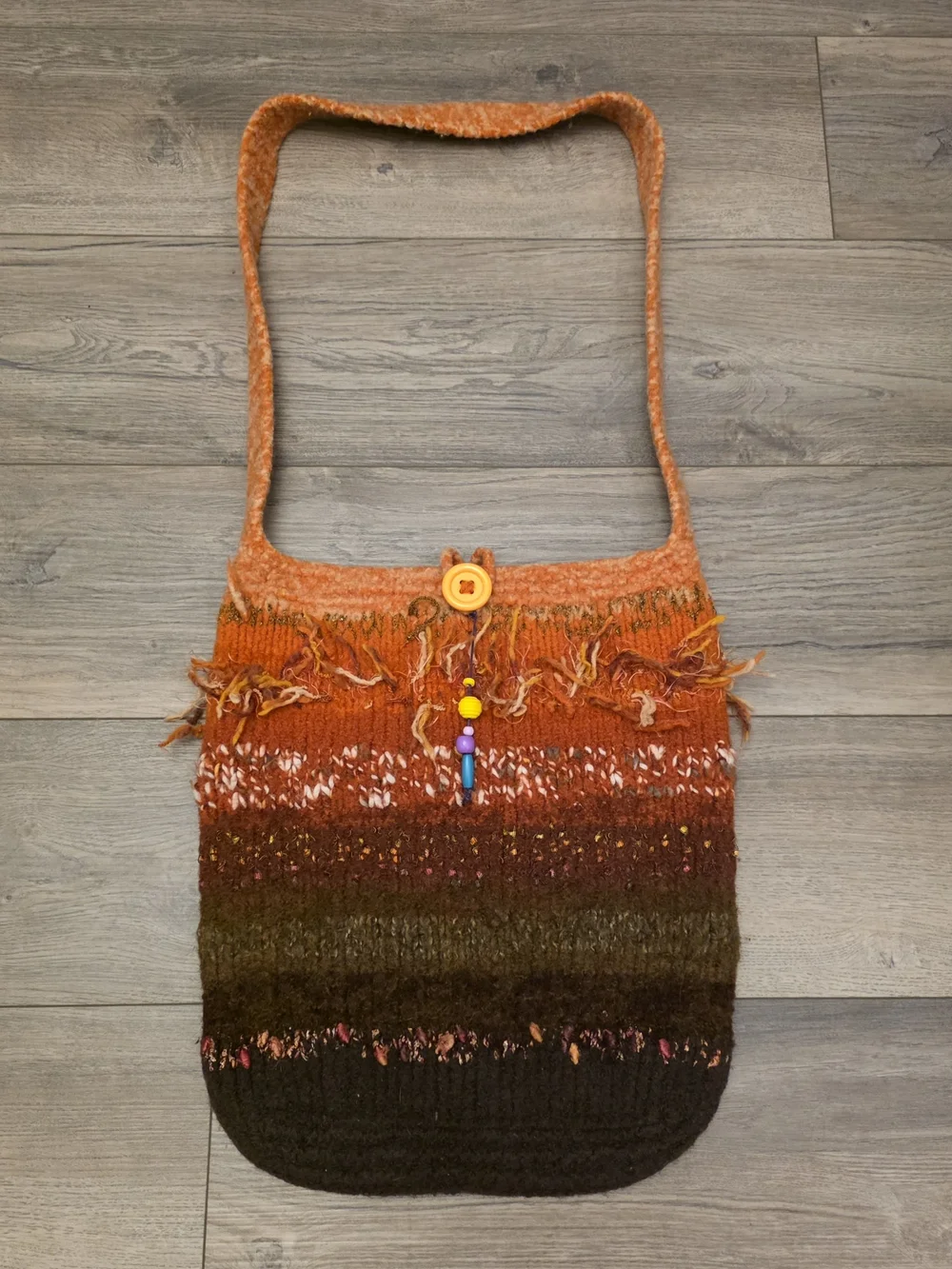 One-of-a-Kind Handmade Boho Felted Wool Hobo Shoulder Bag